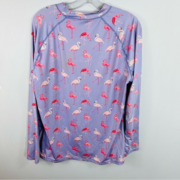 Athlio Size XL Flamingo Rash Guard Sun Long Sleeve Lavender Shirt Swim SIB - Picture 6 of 6
